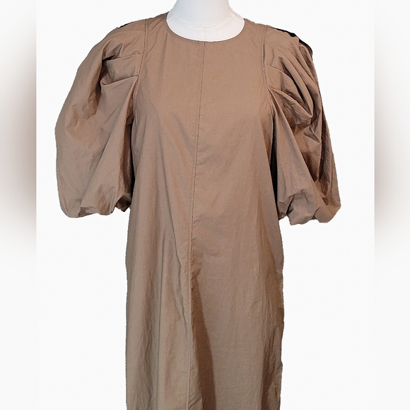 H&M Brown‎ RETRO 2020 DRESS WITH BALLOON SLEEVE - Picture 5 of 9